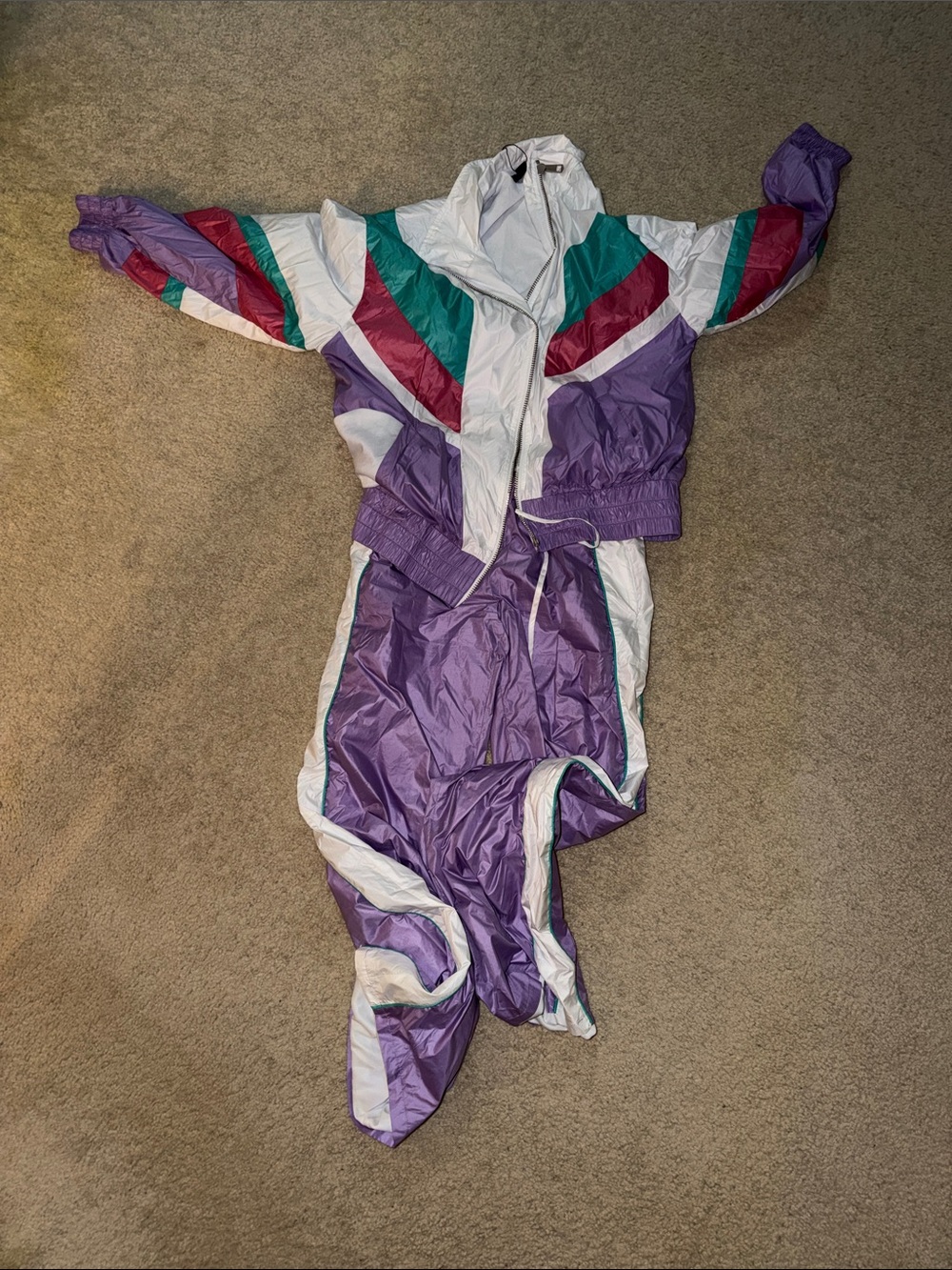 Purple Retro Windbreaker Costume Jacket and Pants